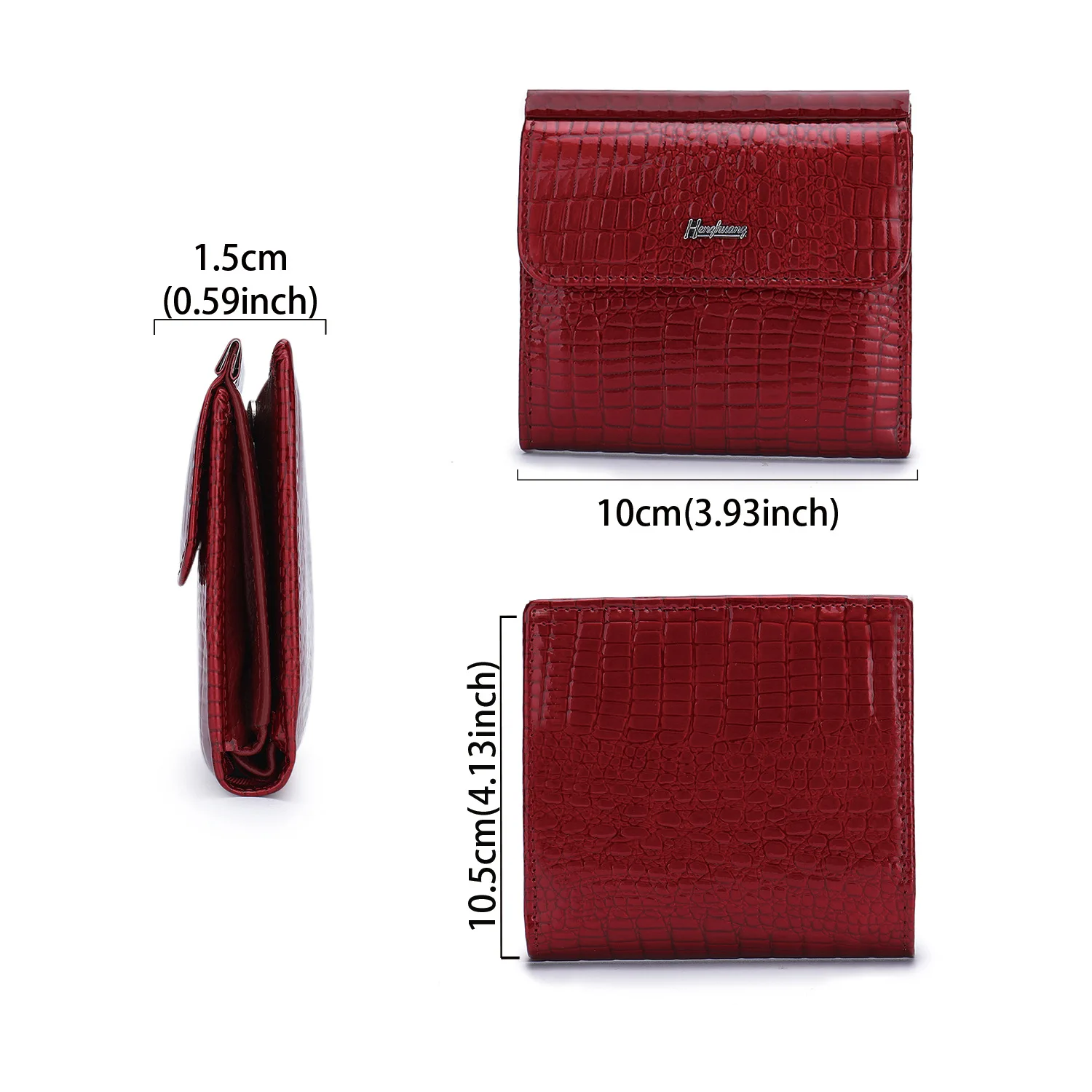 Mini Genuine Leather Short Wallet – Multi-Card Slots, Coin Pocket, Shiny Patent Finish