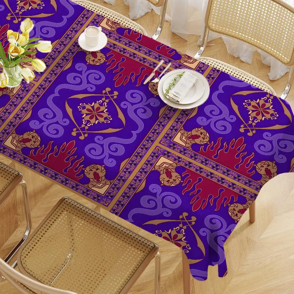 Flying Carpet Aladdin Rectangle Tablecloth - Waterproof, Easy Clean For Home Dinners, Parties & Outdoor Picnics