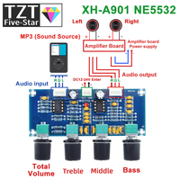 XH-A901 NE5532 Tone Board Preamp Pre-amp With Treble Bass Volume Adjustment Pre-amplifier Tone Controller For Amplifier Board