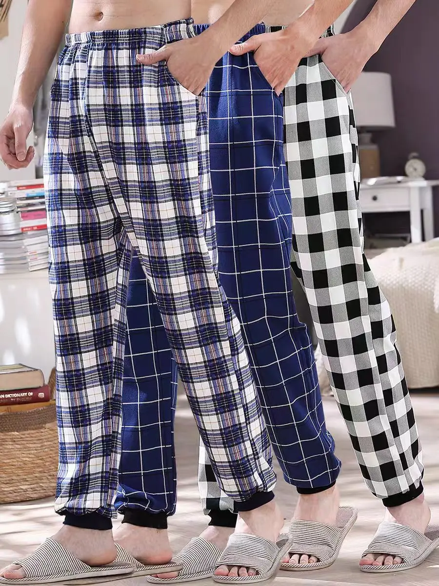New Men's Thin Pajama Pants for Home, Simple Long Pants, Loose Fit, Suitable for Air-Conditioned Environments, Spring, Autumn, and Summer, Casual Straight-Leg Pants That Can Be Worn Outside