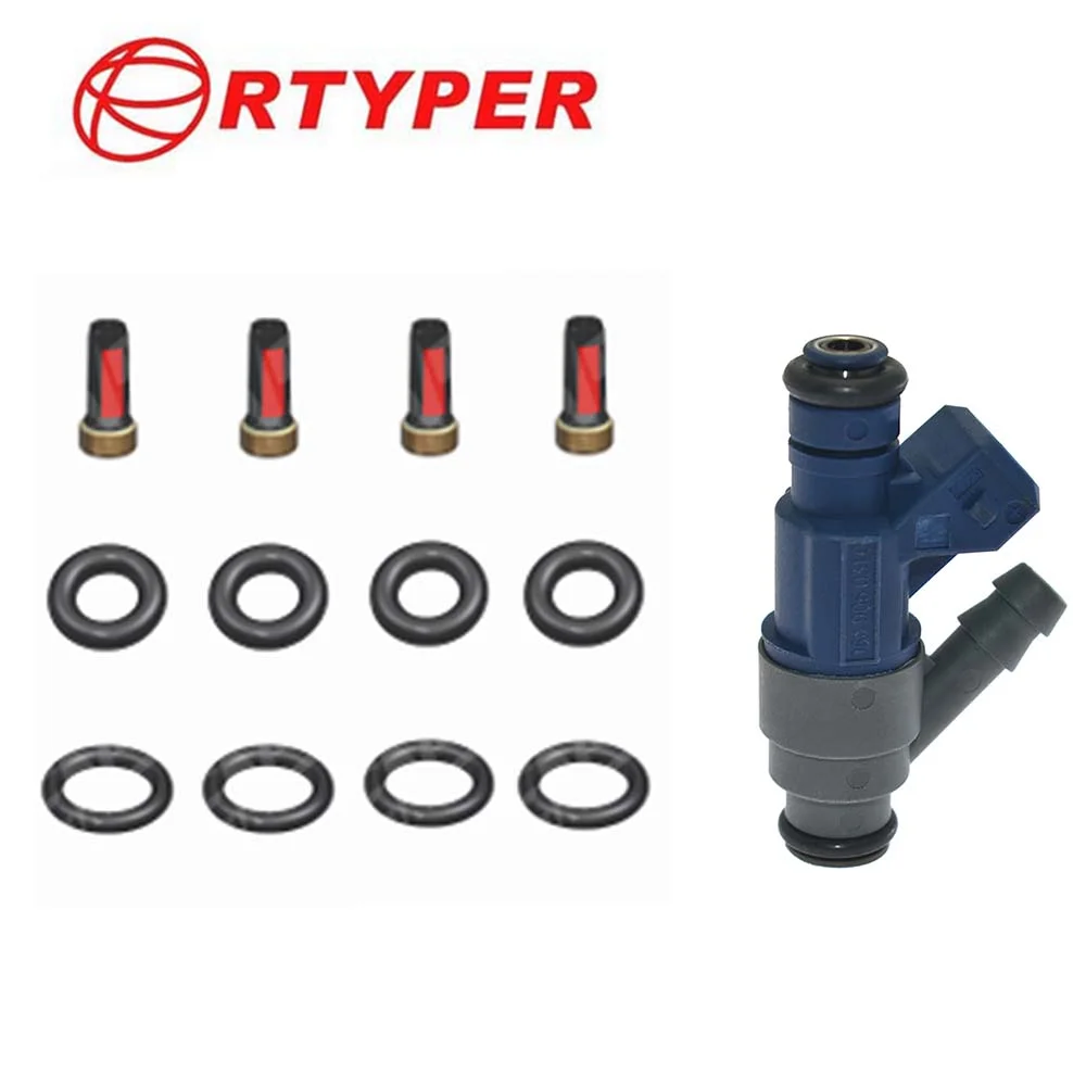 

Для 4 шт. топливной форсунки 0280155791 06А 906031 C Ремкомплекты Микрофильтр Oring для Volkswagen Beetle Golf Jetta 98-2001 2.0L AEG