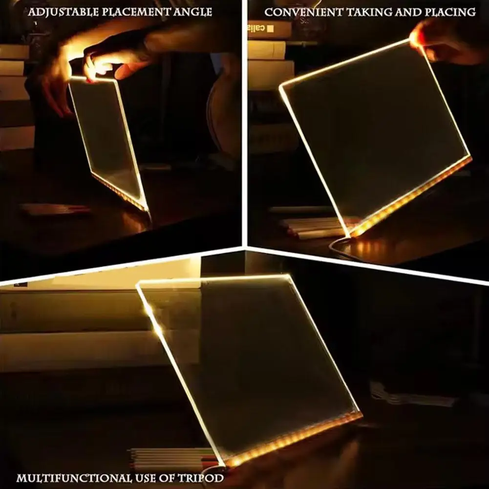 Bacheca per appunti a LED con luce notturna colorata 7 penne Bacheca per messaggi in acrilico fai-da-te Tavolo da disegno per bambini Tavolo da disegno luminoso per bambini