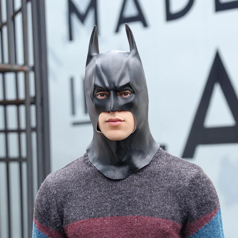 Bat Superhero Mask Cosplay Bruce Wayne Full Overhead Men Latex Helmet Halloween Carnival Dress Up Party Costume Props