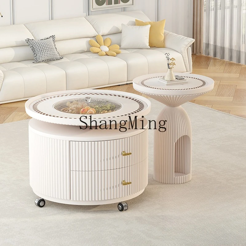 

LXY new coffee table TV cabinet combination living room household removable tea table with fruit plate