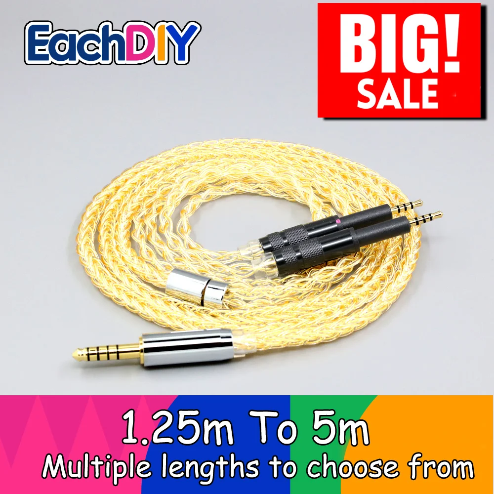 

8 Core 99% 7n Pure Silver 24k Gold Plated Earphone Cable For DROP + Grell OAE1 OAE2 headphone LN009023