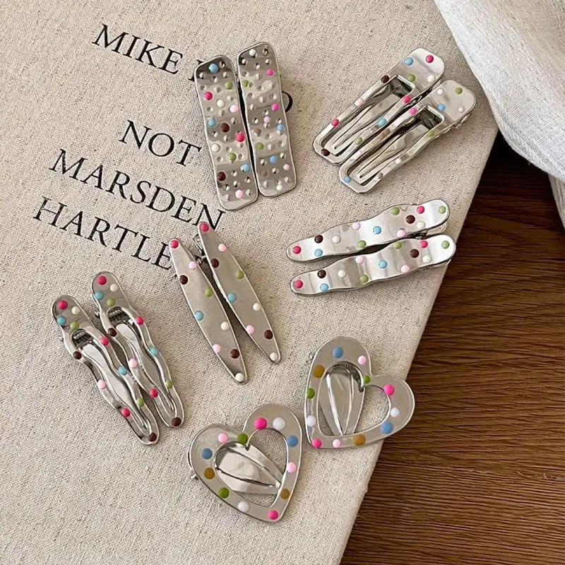 

Silver Metal Hair Clips Korean Style Simple Versatile Side Bangs Seamless Hair Grips Sweet Seamless Hair Clips For Women