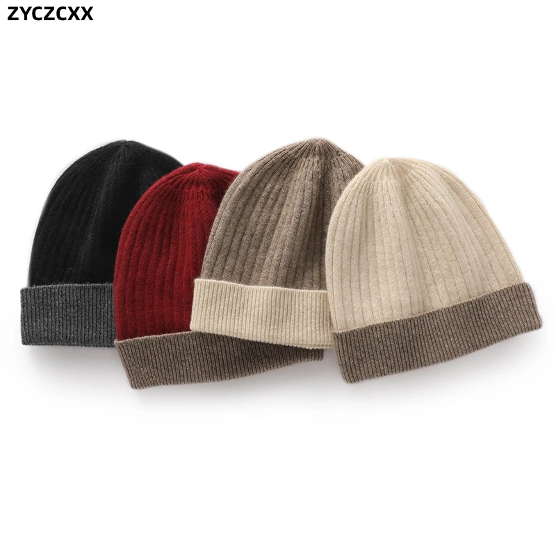 

High-end Warm Outdoor Men's Casual Hat Winter New 100% Pure Cashmere Hat Regardless Of Gender Women's Solid Color Soft Solid Hat