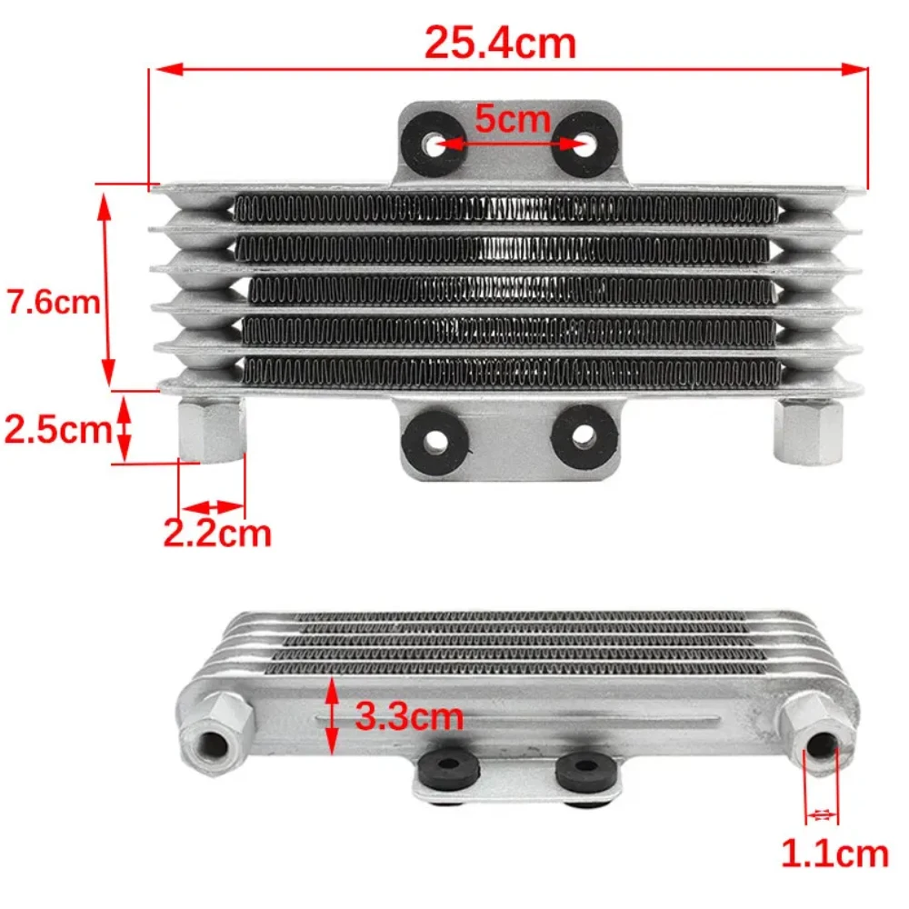 Motorcycle Oil Cooler 5 Row Radiator Dirt Bike 2t 125-250CC Engine Universal 4T M10 M12 Cooling Enduro Pit Bike Motocross Parts