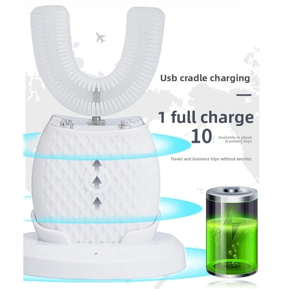 3 طرق فرشاة أسنان كهربائية بالموجات الصوتية قابلة للشحن الضوء الأزرق البارد U-شكل فرشاة الأسنان فرشاة أسنان أوتوماتيكية مقاومة للماء #3