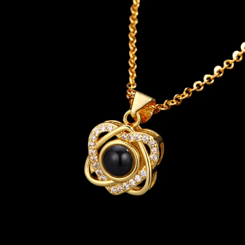 Personalized Photo Projection Nekclace Custom Photo Flower Shaped photo Necklace Cat Paw Pendant Memorial Gifts 2025 - Image 2