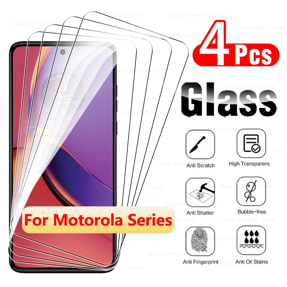 4pcs For Motorola Moto G84 G54 G34 5G Screen Tempered Glass Protectors Moto G24 G14 4G MotoG84 G 14 24 34 54 84 Full Cover Glass