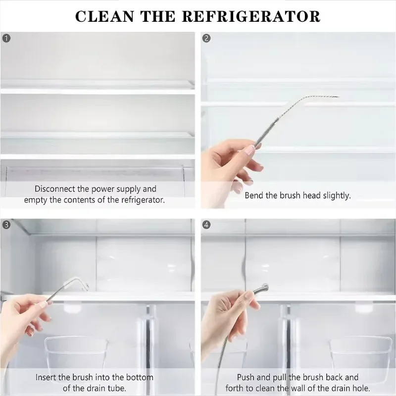 Household Fridge Drain Hole Unblocker Cleaning Brush - Easy to Use Refrigerator Pipe Dredger for Clearing Clogged Water Channels
