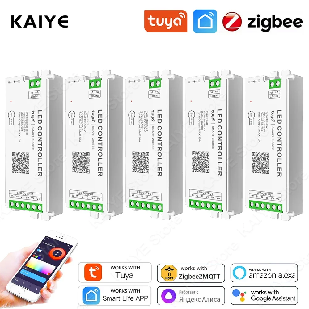 Tuya Zigbee 3.0 LED Strip Controller CCT RGB RGBW RGBCCT Tape Light Controller Need Gateway SmartThings Voice Control DC5V-24V