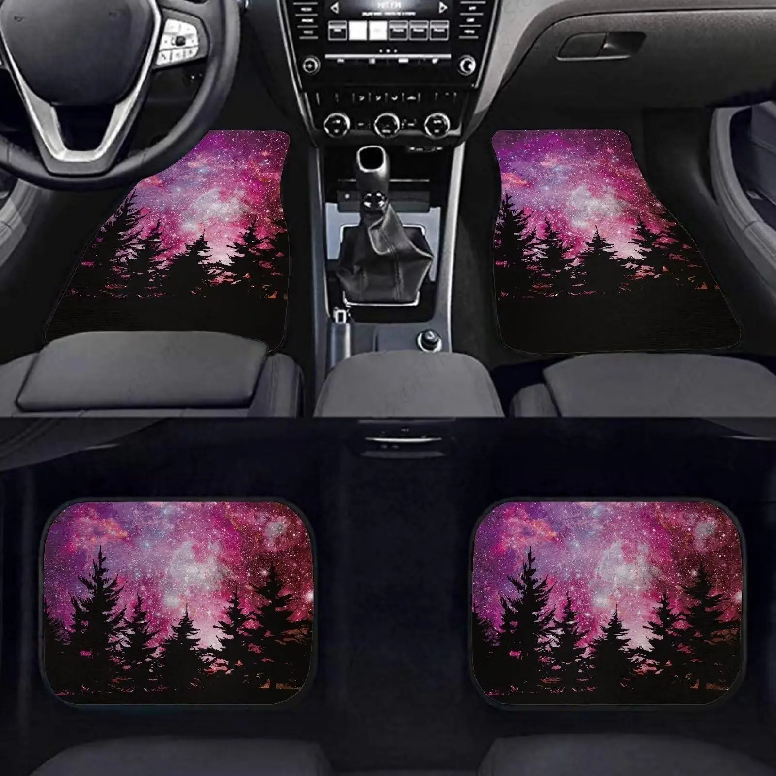 

Alfombras Lanteras Y Trasera Para Coche, Color Morado, Galaxia, Ajuste Universal, Juego 4-Pieces Para Automóvil