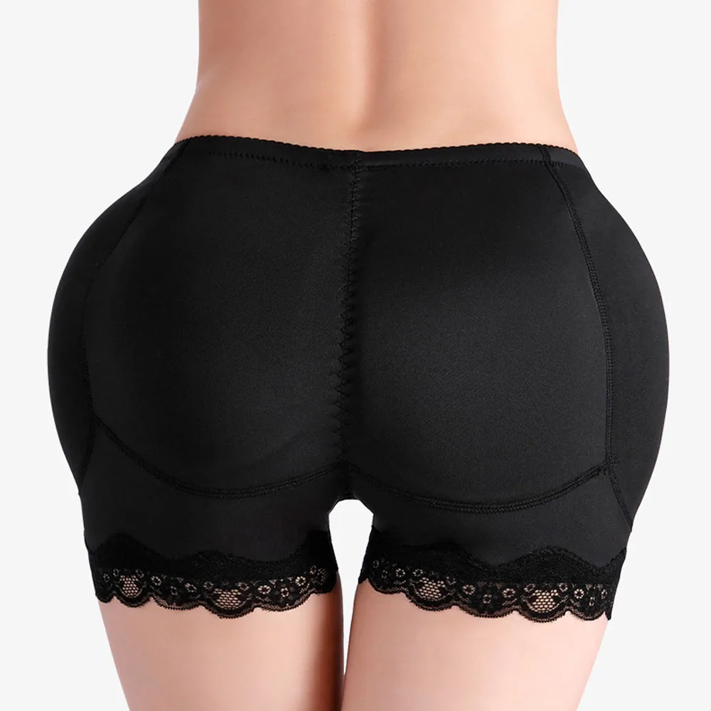 Women Mid Waist Padded Butt Lifter Shapewear Shorts Removable Hip Enhancer Pads Tummy Control Booty Shaper Panties