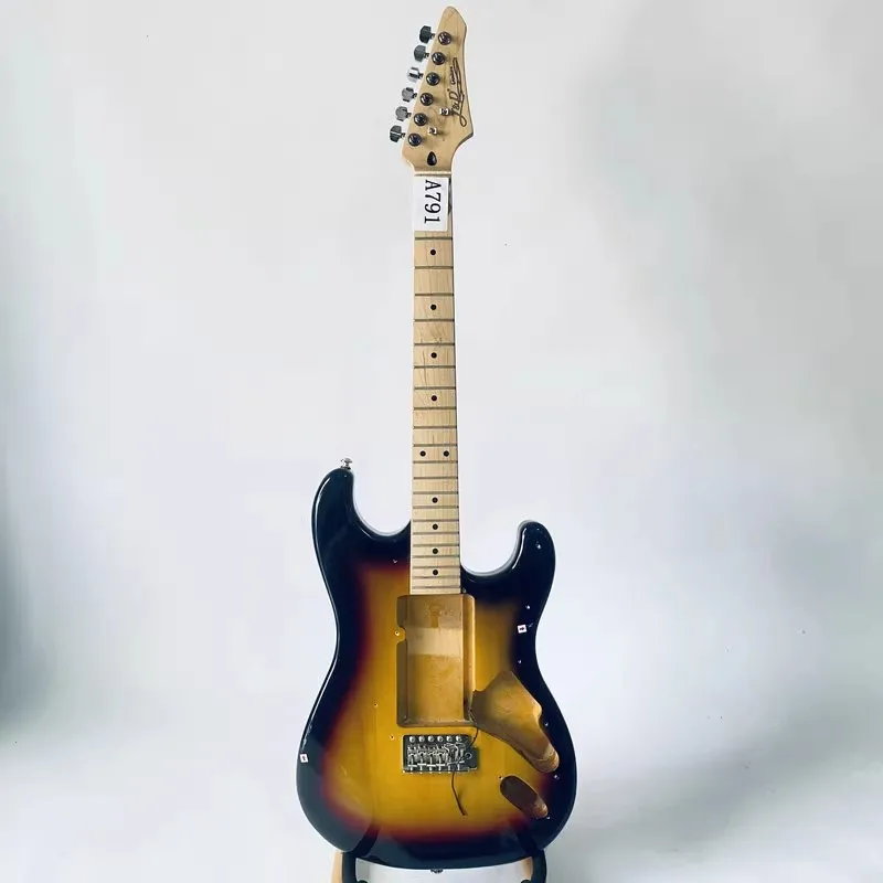 a791 J&D Brothers 6 String Electric Guitar Kits Unfinished No Pickups Sunburst Color 22 Frets Maple Neck +Fingerboard DIY Replac