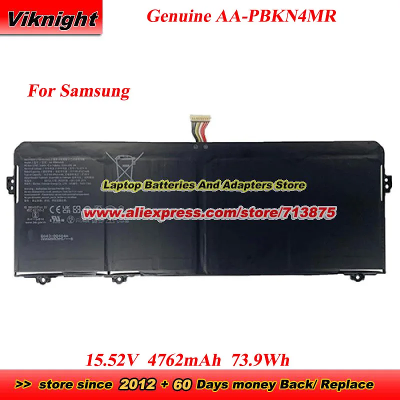 

Оригинальный аккумулятор AA-PBKN4MR 15,52 В 4762 мАч 73,9 Втч для Samsung Galaxy Book3 360 NP734QFG NP960XFG NP734QFG-KB2US NP960XFG-KC4DE