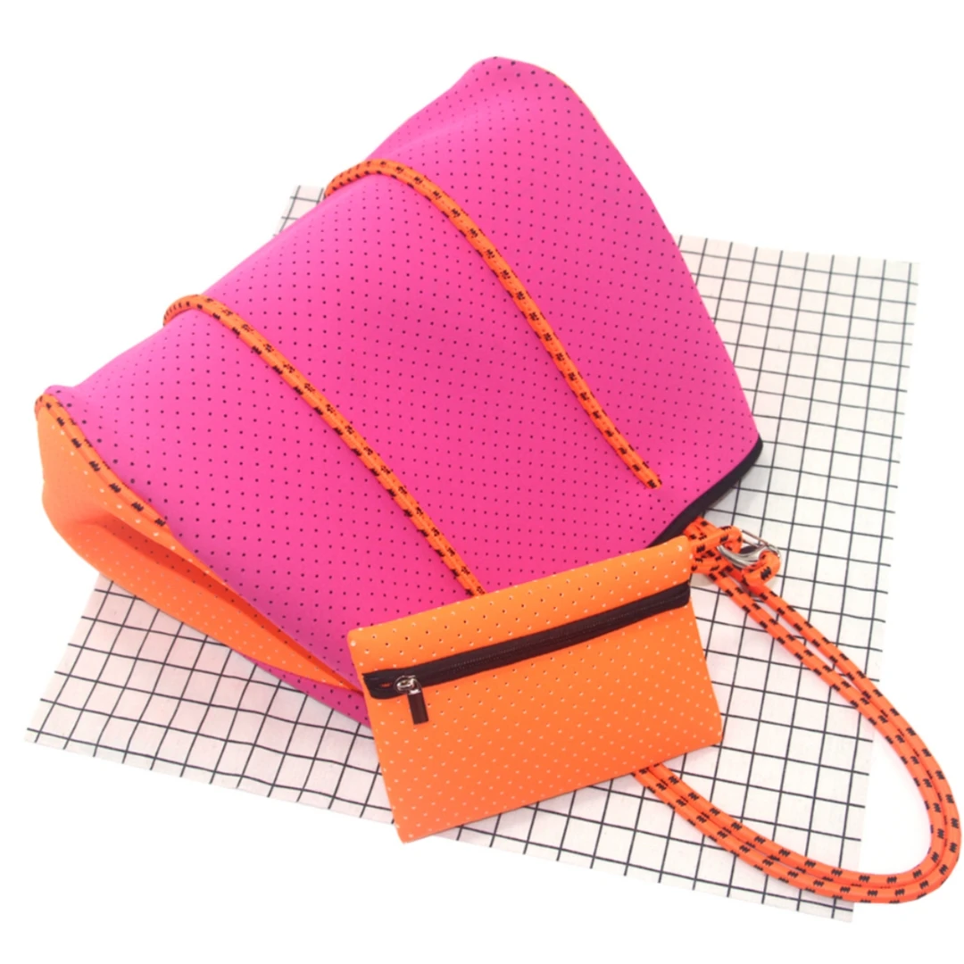 2024 Hotsale borsa Tote grande moda per donna borsa Tote in Neoprene per estate e spiaggia rosa borsa da donna in Neoprene di alta qualità