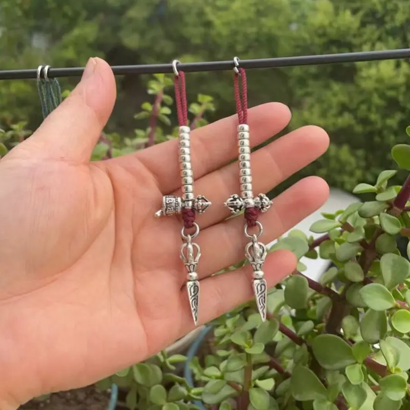 Tibetan Silver Counter Side Hanging Pair Accessory for Full 108 DIY Pixin Vajra Set Handmade Unisex Elegant Fine Top Super Gift view 3