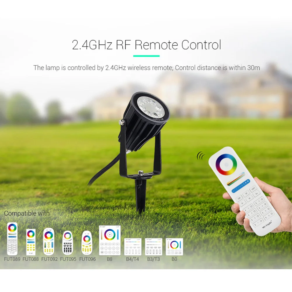 FUTC04 6W RGB CCT Smart LED lampada da giardino luci IP66 AC 100v ~ 220V per spazio verde esterno/parco/strada/pianta decorazione del paesaggio