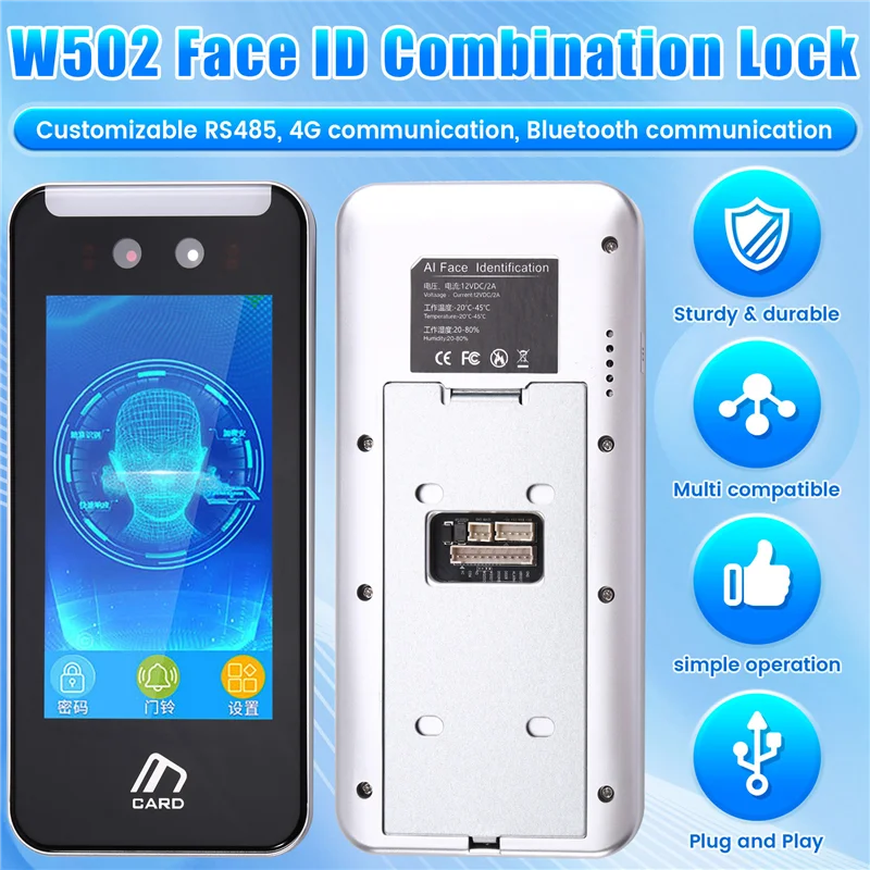 JABS-خادم التحكم في الوصول للتعرف على الوجه، جهاز حضور وانصراف للوقت، شاشة 5 بوصة تعمل باللمس TCP IP WIFI