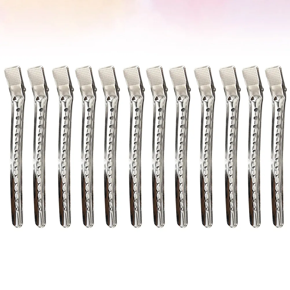 12Pcs Long-Nose Hair Dye Clips Reusable Salon Grade Stainless Steel Aluminum Hairpins Coloring At Home Hair Dye Tool
