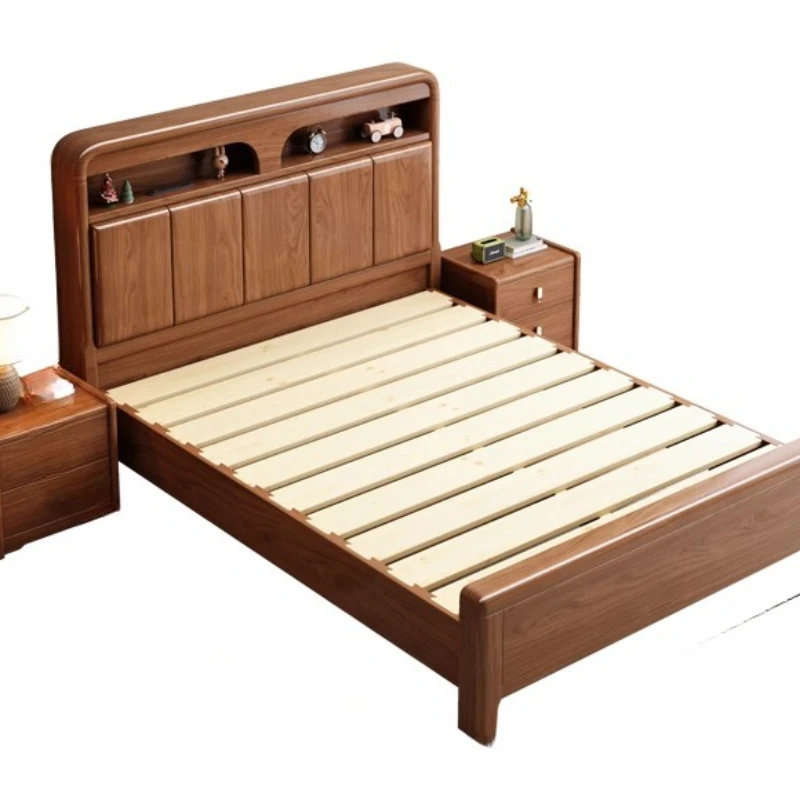 

Single bed 1.2 meters storage bed, household walnut, solid wood Chinese-style small bedroom