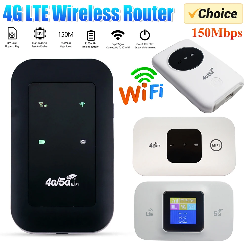 

Мобильная точка доступа, портативный беспроводной модем, 150 Мбит/с, беспроводной маршрутизатор 4G, 2100 мАч, широкополосный доступ со слотом для SIM-карты, широкий охват