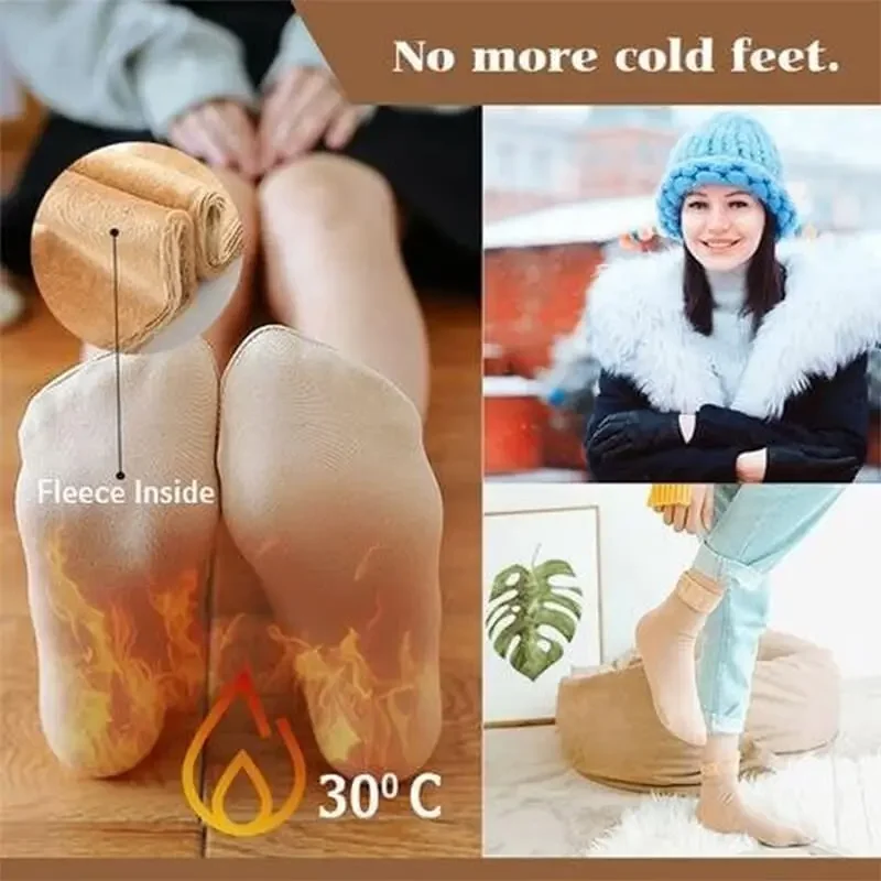 5 Pairs Women's Thermal Winter Socks - Cold-Resistant Self- Thickened Velvet Socks with Elastic Cuff,Indoor Outdoor Floor Socks