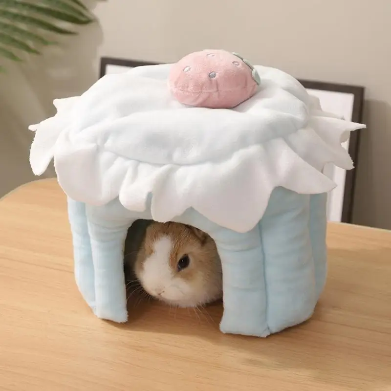 Small Pet Hamster Cave Bed Soft Warm House Bed For Small Pet Cake Shaped Small Animal Winter Sleeping House For Bunnies