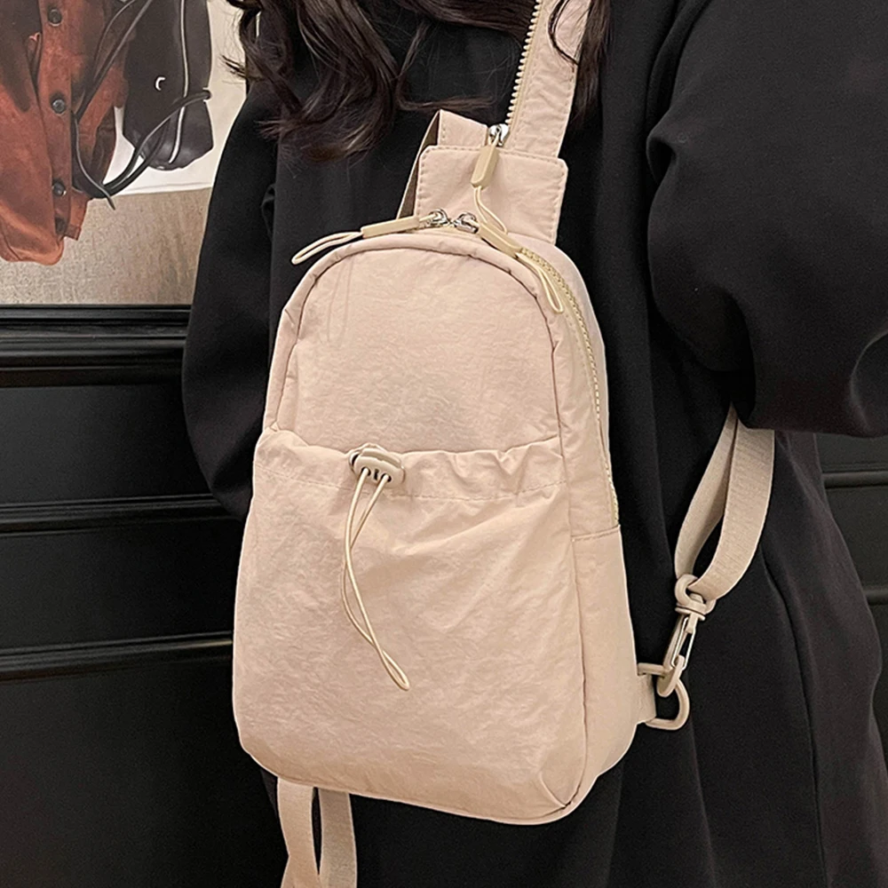Borsa da petto in nylon tinta unita Borse a tracolla da viaggio di grande capacità Multi-tasche versatiliPack da pendolarismo da donna e da uomo