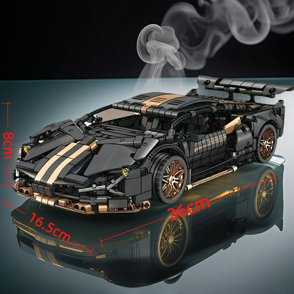 테크니컬 레이싱 스포츠카 모델 블록 테크닉 어른용 1:14 DIY 슈퍼카 브릭 퍼즐 장난감 어린이 어른 선물（1280+조각）