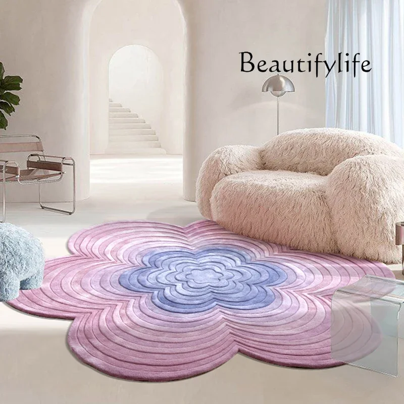 Z French Style Pink Carpet Special-shaped Art Bedroom Living Room Special Round Carpet Floor Mat New