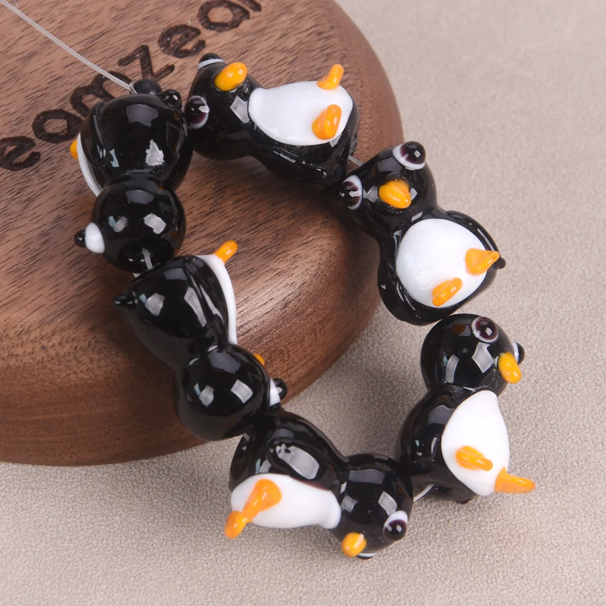 2PCS 21x15mm Penguin Shape Handmade Lampwork Glass Loose Beads For Jewelry Making DIY Crafts Findings