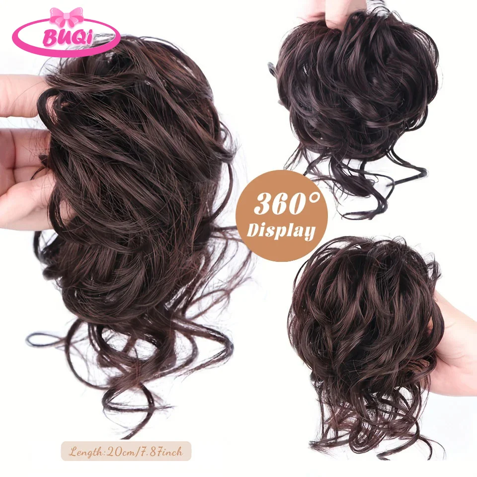 BUQI Synthetic Messy Chignon Donut Hair Bun Hair Accessories Scrunchies Elastic Hair Band Hair Ties Curly Hairpiece Blonde Hair