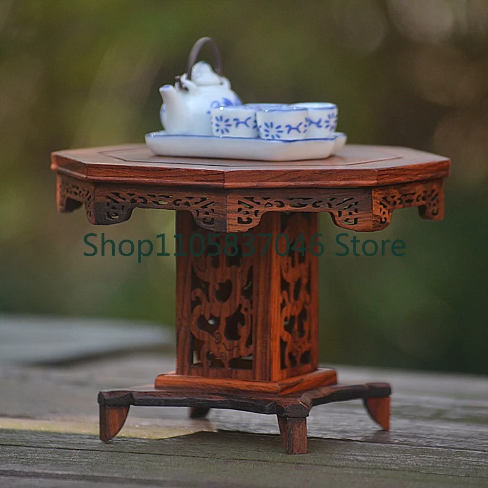 Miniature Furniture Model Redwood Mini Miniature Furniture Red Acid Branch Solid Wood Ornament Four Immortal Octagonal Dining