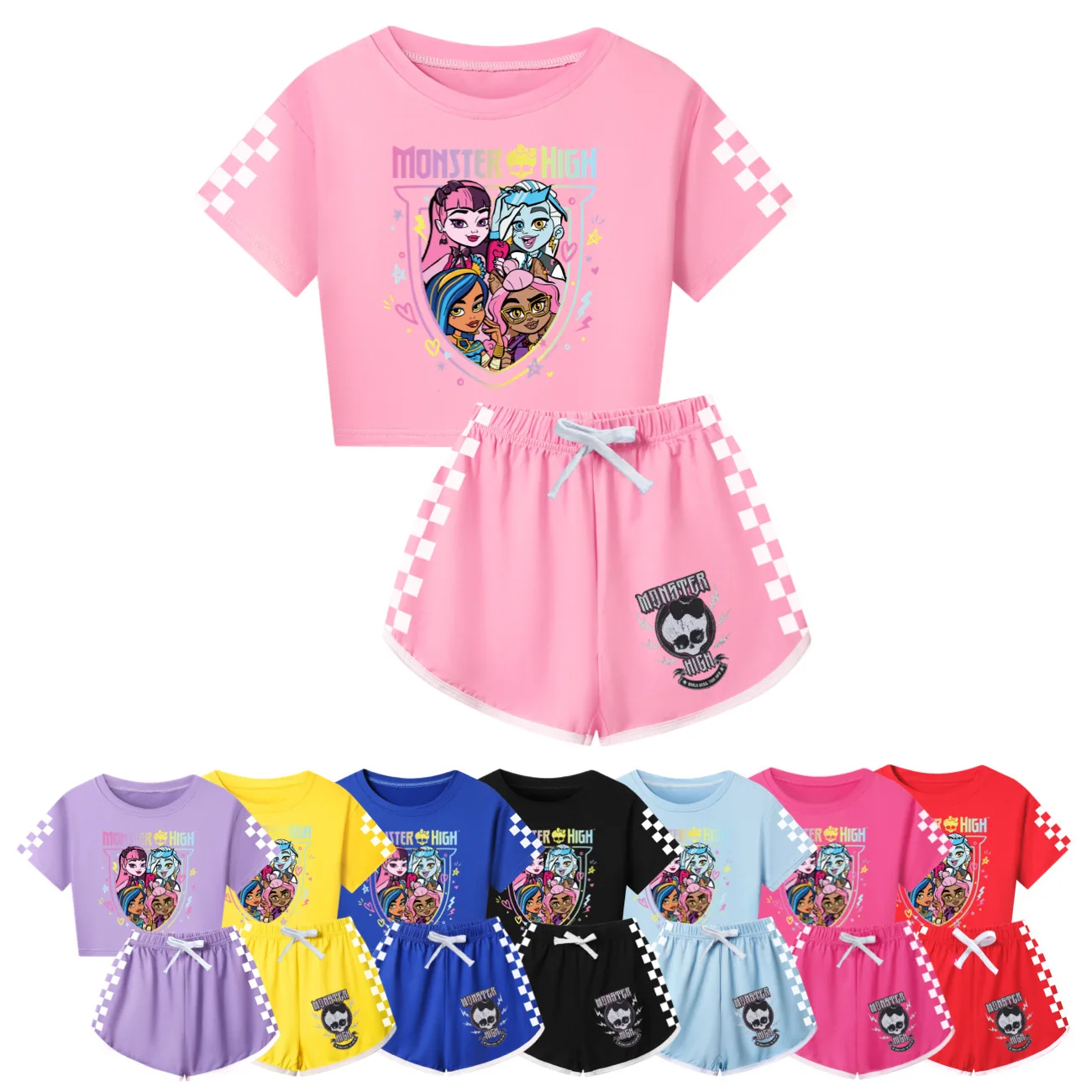 

Kids monster high Clothes Outfits Boys Firefighter Tshirt Shorts 2pcs Set Girls Short Sleeve Running Sportsuits3532