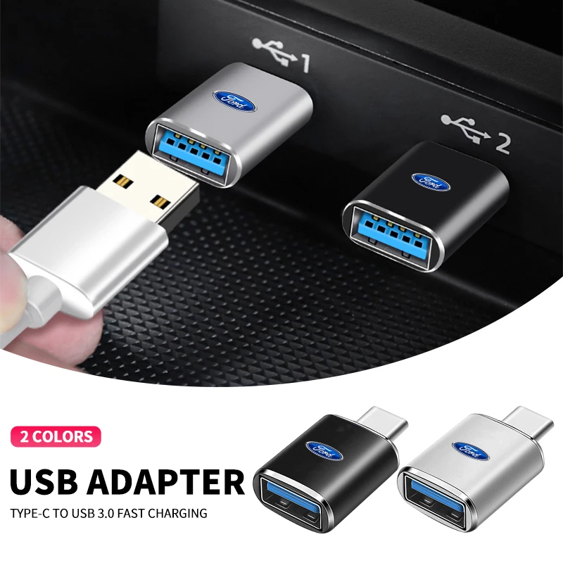 Car Type-C To USB 3.0 Interface Mini Converter Charging Adapter for Ford focus Fiesta EcoSport ESCORT ranger fusion mondeo