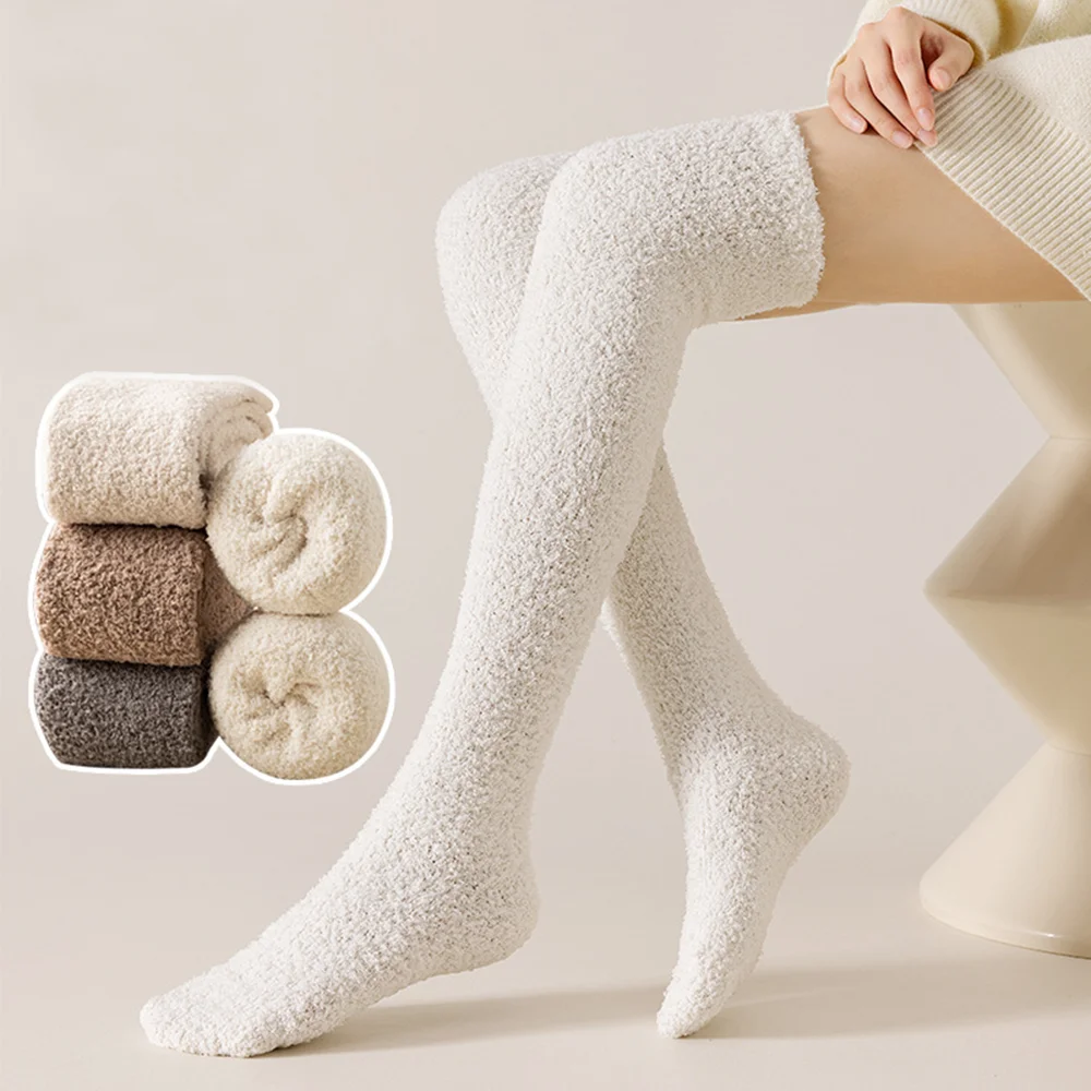 Mode Winter Warm Koraal Fleece Lange Sokken Dikke Candy Kawaii Pluche Huis Anti-Slip Vloer Sok Casual Eenvoudige Slaap Unisex Sox