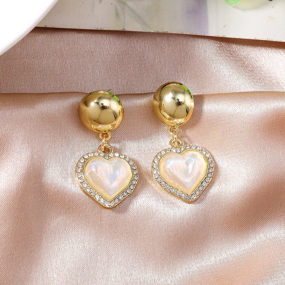 Aihua Minimalistische Goldfarbene Koreanische Herz-Ohrstecker für Frauen, Edle Schmuckgeschenke für Verlobung, Hochzeit und Party – Detail 7