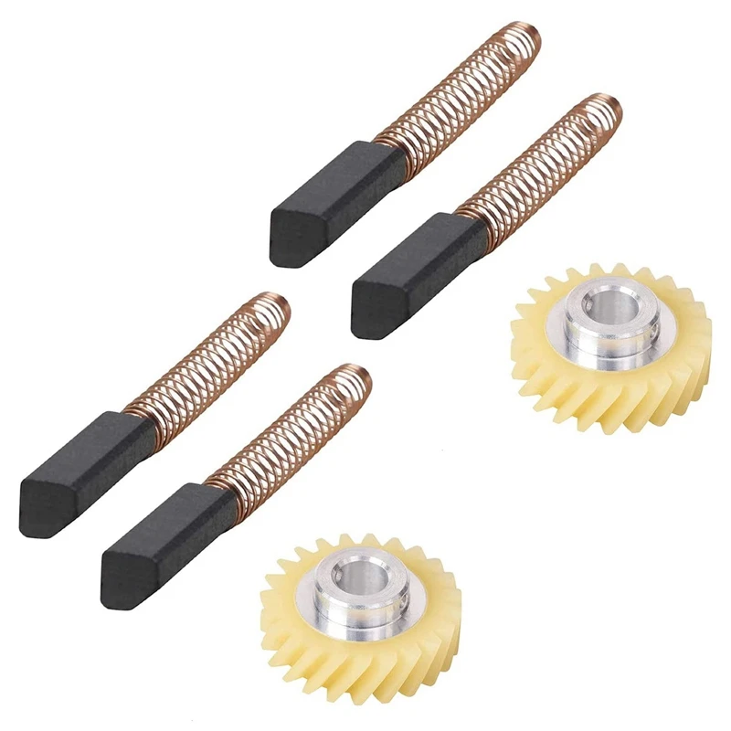 

2X W10112253 9706416 Motor Brush W10380496 4162897 Mixer Worm Drive Gear For Kitchenaid Stand & A Pair Of Motor Brushes