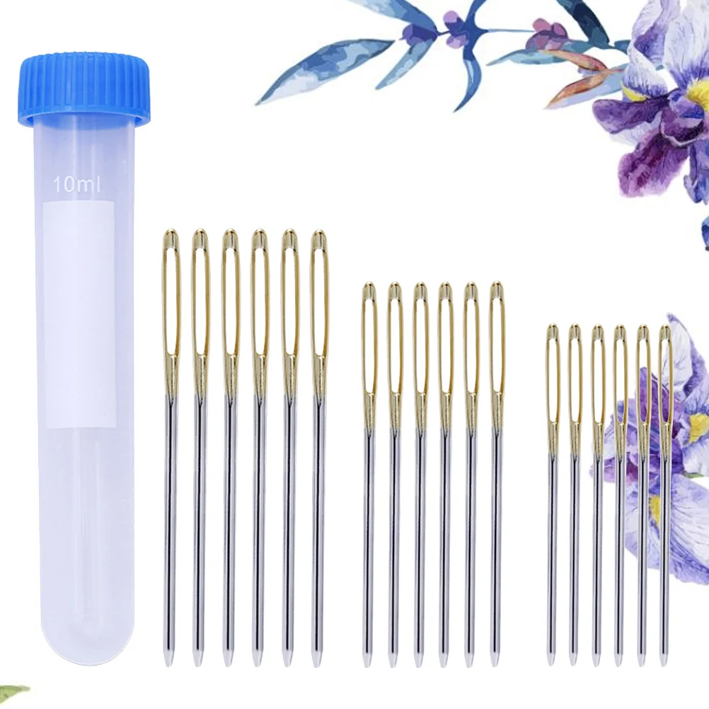 

18Pcs Large Eye Blunt Needles Durable Steel Knitting Yarn Needles for Sewing Cross Stitch 16x53 16x60 16x70mm with Storage