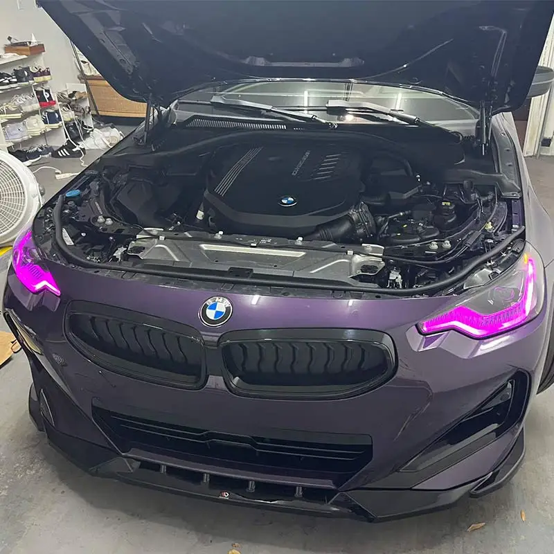 For BMW 2 Series G42 M2 G87 M235i M240 CSL Style RGB Yellow DRL Purple Red LED Plate Angel Eye Blue