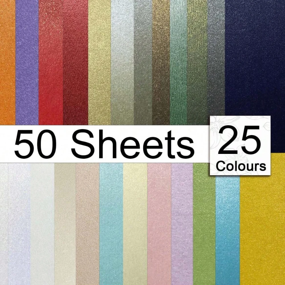 ورق لامع A4 120gsm بيرليسسينت 25 لونًا ورقتان من كل لون للأطفال مصنوع يدويًا ورق قابل للطي يمكنك صنعه بنفسك ديكور قصاصات الحرف اليدوية