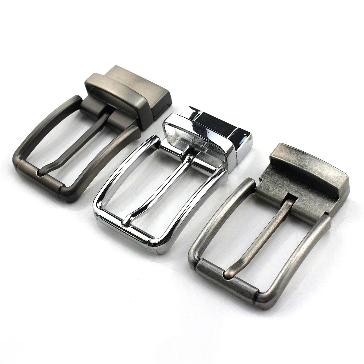 1piece 35mm Metal Brushed Men Belt Buckle Clip Buckle Rotatable Bottom Single Pin Half Buckle Leather Craft Belt Strap