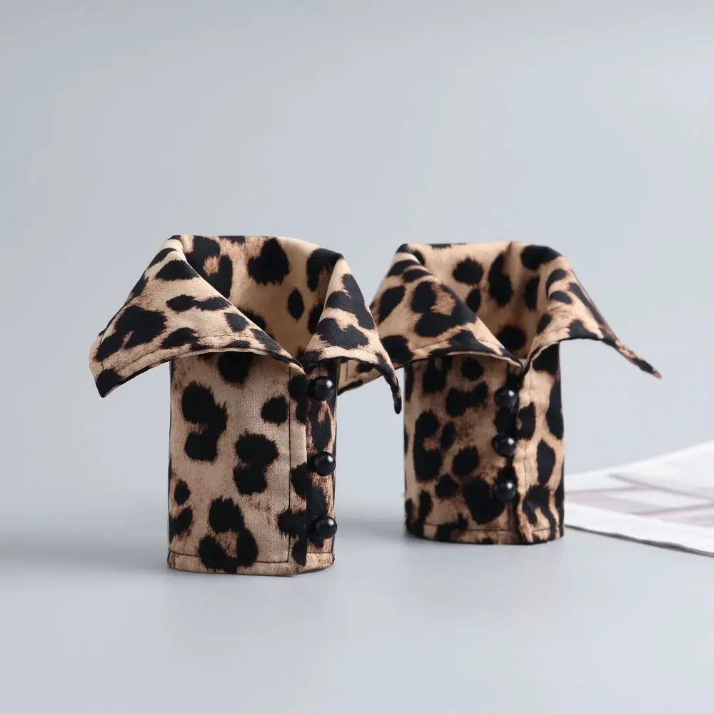 انفصال كاذبة طوق المعصم الأصفاد مجموعة ليوبارد طباعة قميص ذاتي الصنع وهمية طوق وشاح شال الديكور بلوزة كاذبة طوق