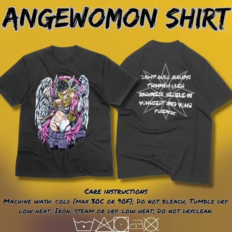 Angewomon camiseta de Digimon WarZone، "Light Always Triumps"، Quote Tee، مغامرة ديجمون #4
