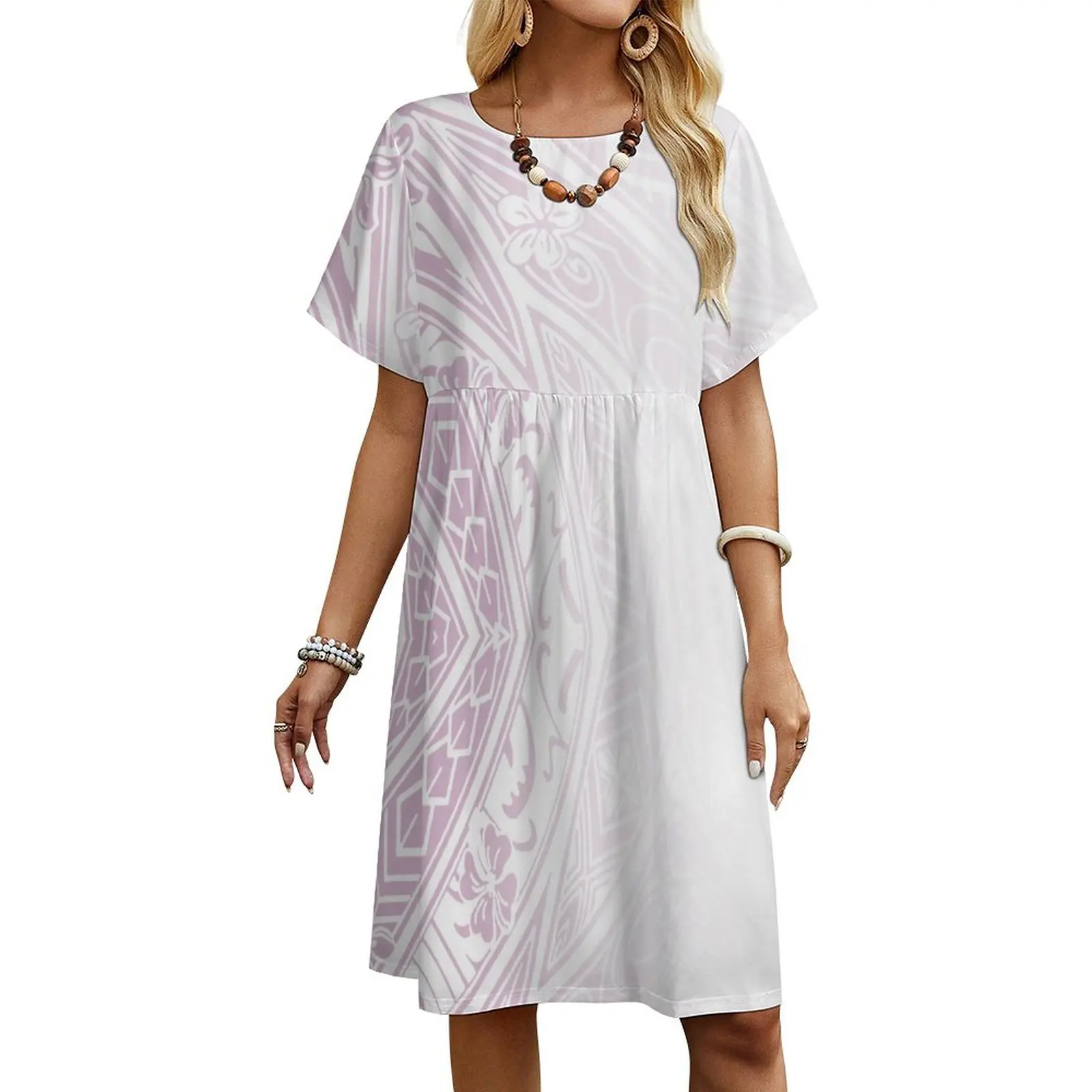 2024 Samoa Features Women'S Wear Polynesian Elegant Women'S Crew-Neck Dress Temperament Summer Fashion Women'S Wear