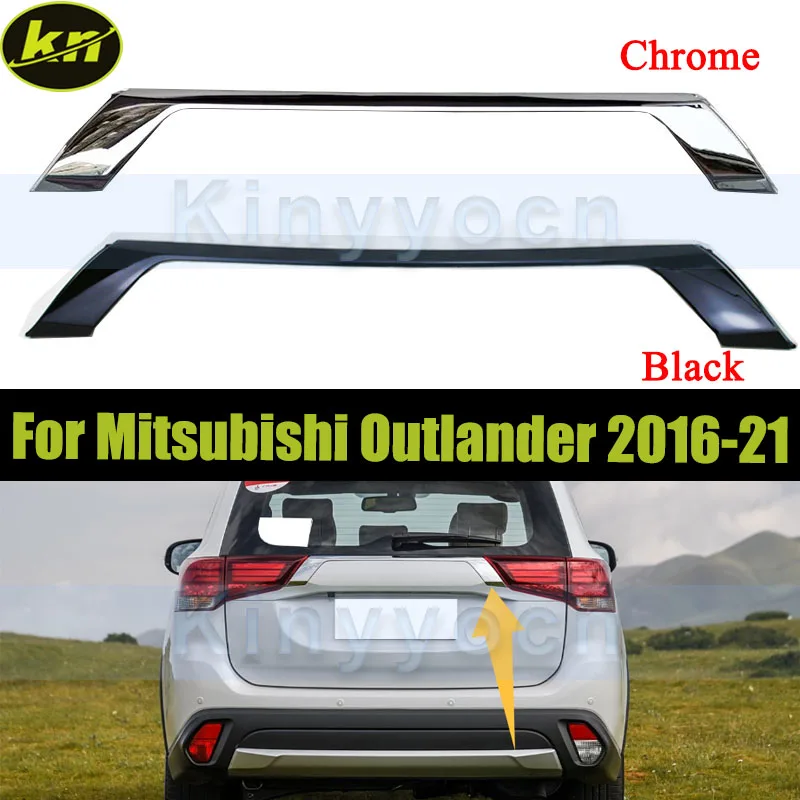 الكروم أو الأسود الخلفي ترخيص الذيل الباب الكسوة لميتسوبيشي أوتلاندر 2016 2017 2018 2019 2020 2021 #1