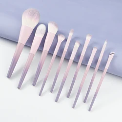 10pcs Purple Soft Fluffy Makeup Brushes Set Cosmetics Foundation Blush Powder Brush Eyeshadow Blending Makeup Brush Beauty Tools